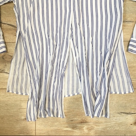 Lush Stripe High-Low Button-Down Tie Front Shirt S - Picture 6 of 8